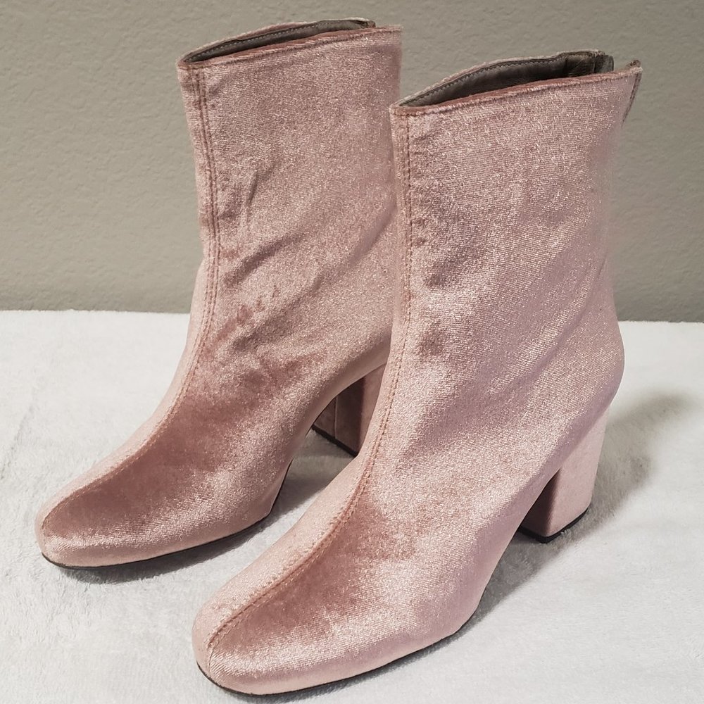 Free People Cecile Velvet Ankle Bootie Rose